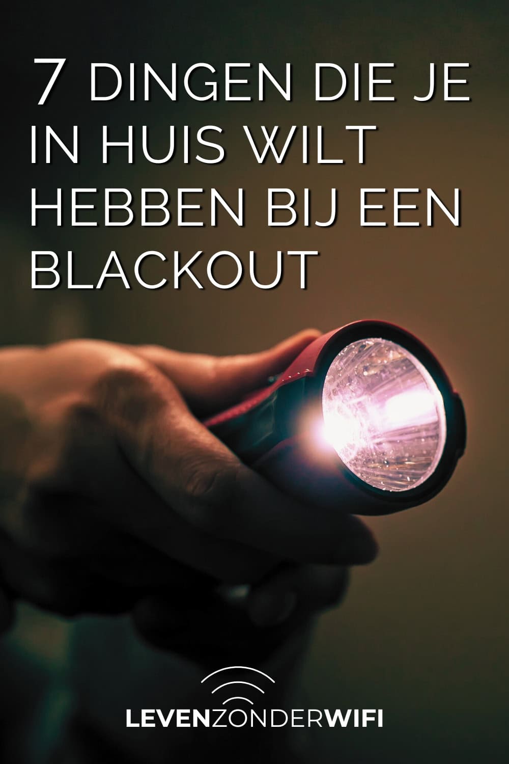 7 dingen die je in huis wilt hebben bij een blackout Pinterest - Iemand die een zaklamp vasthoudt