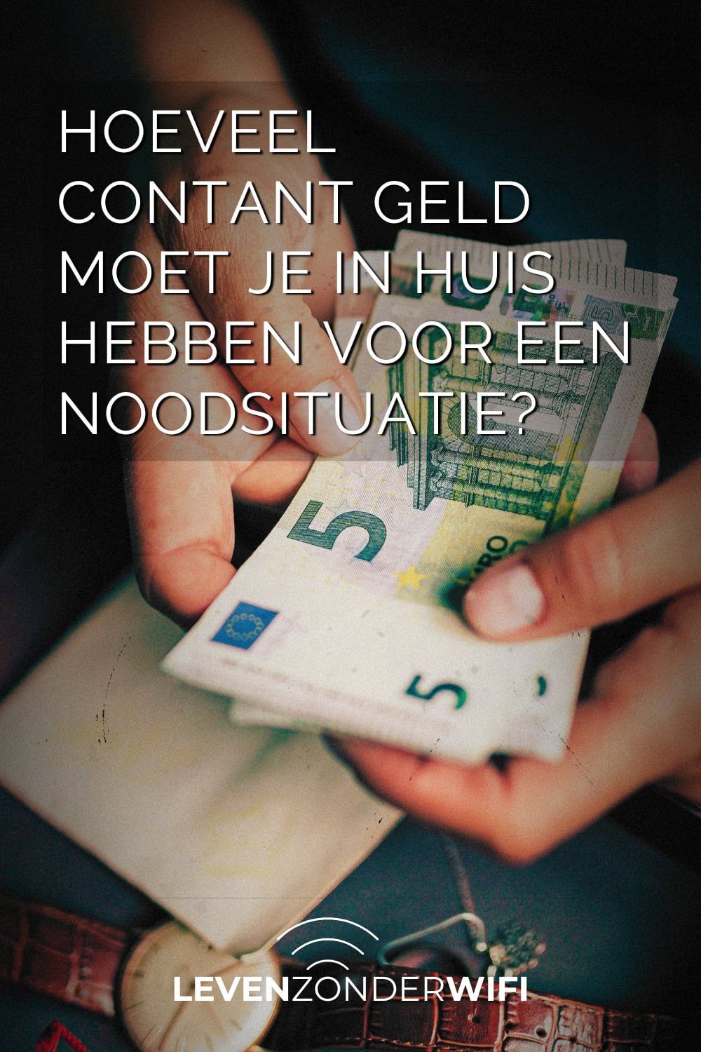Hoeveel contant geld moet je in huis hebben als voorbereiding op een noodsituatie Pinterest - Een hand die bankbiljetten van 5 euro vasthoudt