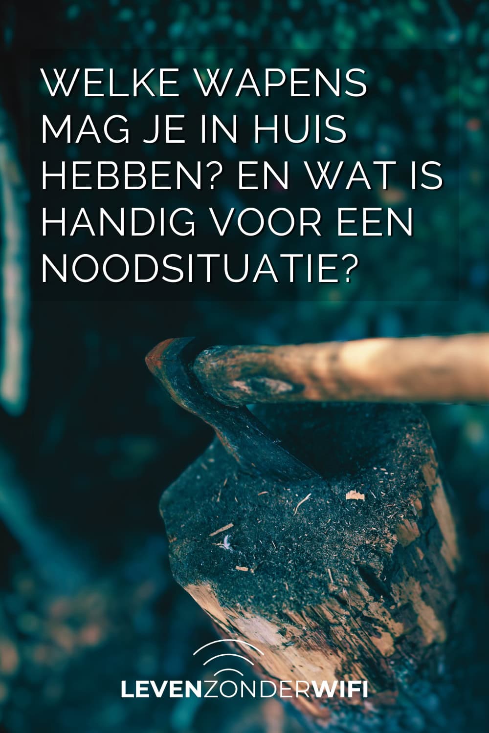 Welke wapens mag je in huis hebben en wat is handig bij een noodsituatie - een hakbijl in een hakblok